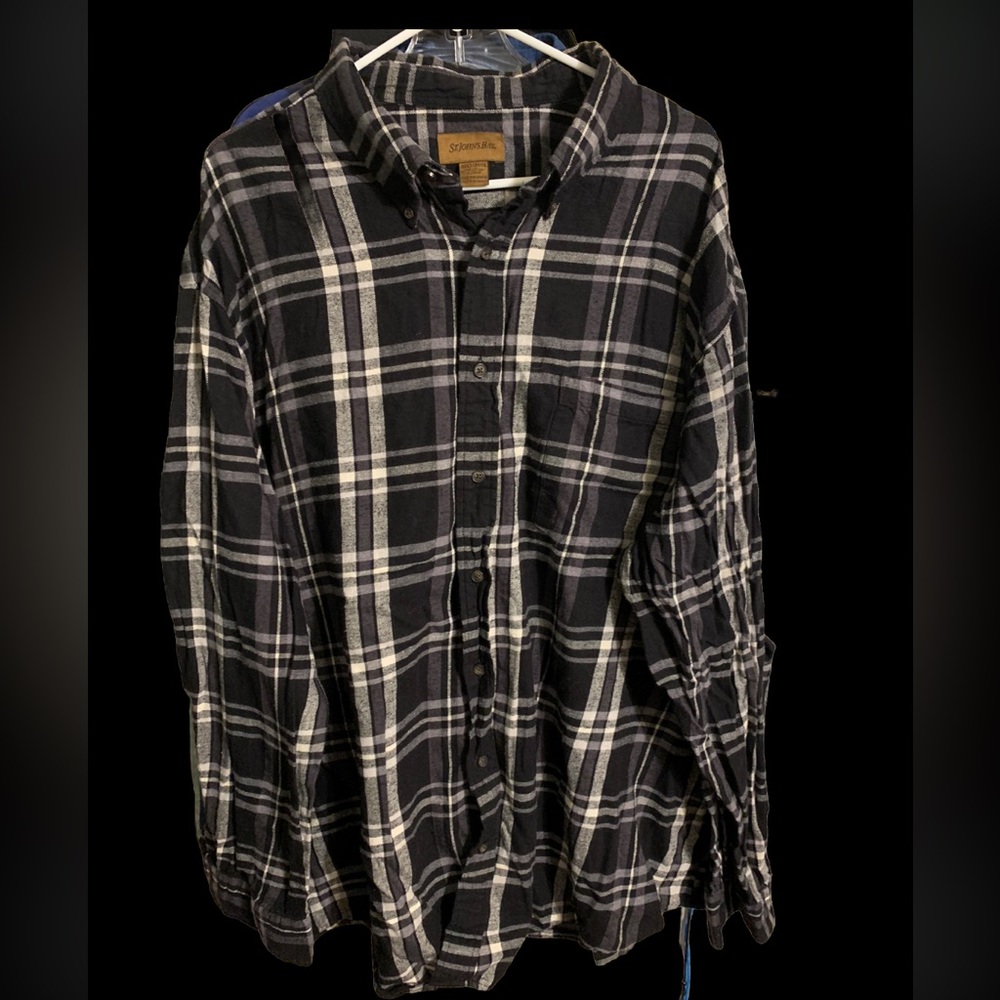 st johns bay Mens Black White Check Heavy Shirt Size 3XLT